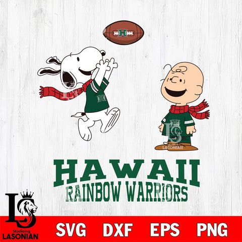 Hawaii Rainbow Warriors Snoopy & Charlie Brown Football Cricut,Christmas SVG DXF EPS PNG FILE, NCAA Digital Download,Instant Download, Silhouette