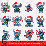 Hawaii Rainbow Warriors Stitch Christmas NCAA Bundle 12 Svg Eps Dxf Png File, Digital Download, Instant Download