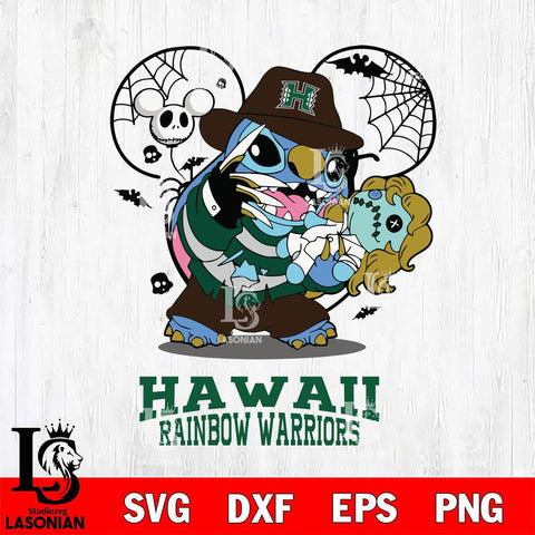 Hawaii Rainbow Warriors Stitch Freddy Krueger Halloween Svg Eps Dxf Png File, Digital Download, Instant Download