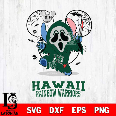 Hawaii Rainbow Warriors Stitch Ghost Face Halloween 2 Svg Eps Dxf Png File, Digital Download, Instant Download