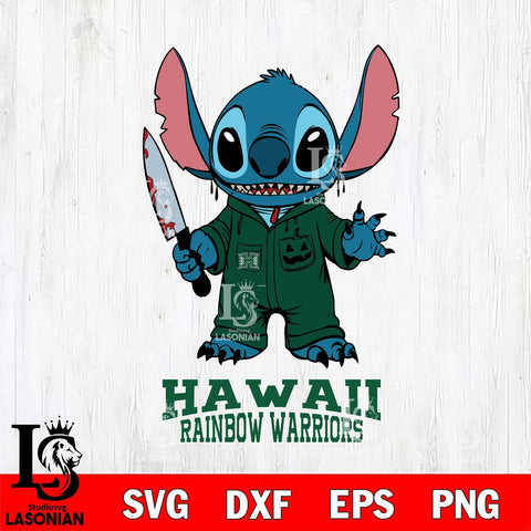 Hawaii Rainbow Warriors Stitch Horror 2 Svg Eps Dxf Png File, NCAA svg, Digital Download, Instant Download