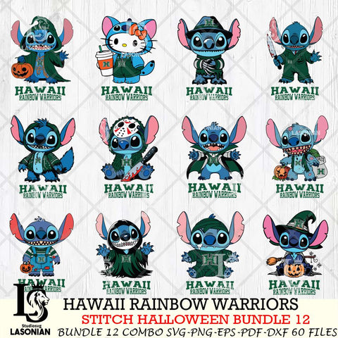 Hawaii Rainbow Warriors Stitch Horror Bundle 12 SVG Svg Eps Dxf Png File, NCAA svg, Digital Download, Instant Download