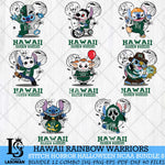 Hawaii Rainbow Warriors Stitch Horror Halloween Bundle NCAA Svg Eps Dxf Png File, Digital Download, Instant Download