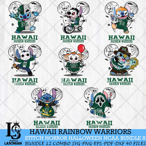 Hawaii Rainbow Warriors Stitch Horror Halloween Bundle NCAA Svg Eps Dxf Png File, Digital Download, Instant Download