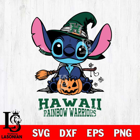 Hawaii Rainbow Warriors Stitch witch Svg Eps Dxf Png File, NCAA svg, Digital Download, Instant Download