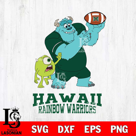 Hawaii Rainbow Warriors Sully & Mike Football Cricut,Christmas SVG DXF EPS PNG FILE, NCAA Digital Download,Instant Download, Silhouette