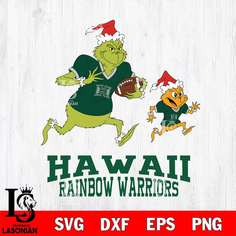 Hawaii Rainbow Warriors The Grinch & Max Football Cricut,Christmas SVG DXF EPS PNG FILE, NCAA Digital Download,Instant Download, Silhouette