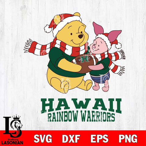Hawaii Rainbow Warriors Winnie the Pooh & Piglet Football Cricut,Christmas SVG DXF EPS PNG FILE, NCAA Digital Download,Instant Download, Silhouette