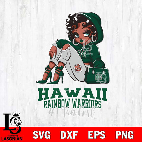Hawaii Rainbow Warriors #1 beauty Black Fan Girl, Svg Eps Dxf Png File, Digital Download