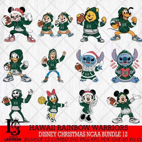 Hawaii Rainbow Warriors  Disney christmas NCAA Bundle File Cut, Bundle NCAA SVG DXF EPS PNG FILE, Digital Download , Criucut , Silhouette