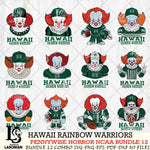 Hawaii Rainbow Warriors  Pennywise Horror NCAA Bundle 12 SVG Svg Eps Dxf Png File, Digital Download