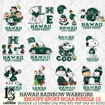 Hawaii Rainbow Warriors  Snoopy NCAA Bundle 12 SVG Svg Eps Dxf Png File, Digital Download