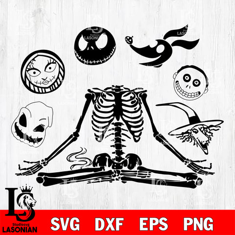 Heads with skeletons SVG DXF EPS PNG FILE,Halloween File Cut, NCAA Digital Download,Instant Download,Christmas Silhouette