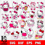 Hello Kitty Love Heart BUNDLE ,Kawaii Kitty Valentine SVG DXF EPS PNG FILE, File Cut, Digital Download,Instant Download, Silhouette, Cricut