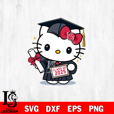 Hello Kitty Class Of 2025 SVG, Hello Kitty Graduation 2025 SVG DXF EPS PNG FILE, Graduation File Cut,Digital Download,Instant Download,Disney Svg Files