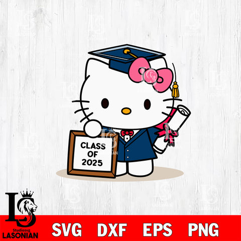Hello Kitty Graduation 2025 Svg Eps Dxf Png File, Graduation File Cut,Digital Download,Instant Download,Disney Svg Files