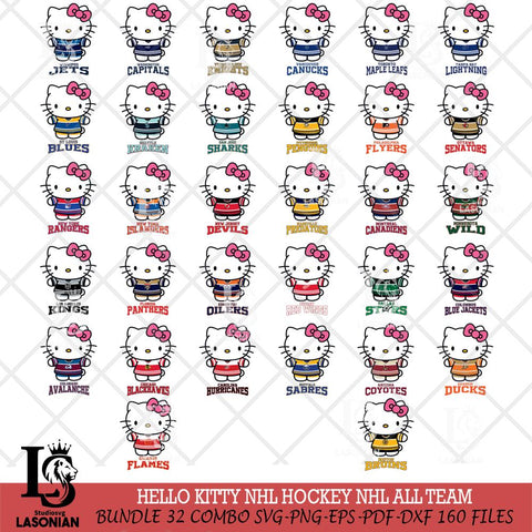 Hello Kitty NHL Hockey Big Bundle SVG DXF EPS PNG FILE,NHL Bundle File Cut,Disney Digital Download,Instant Download, Silhouette