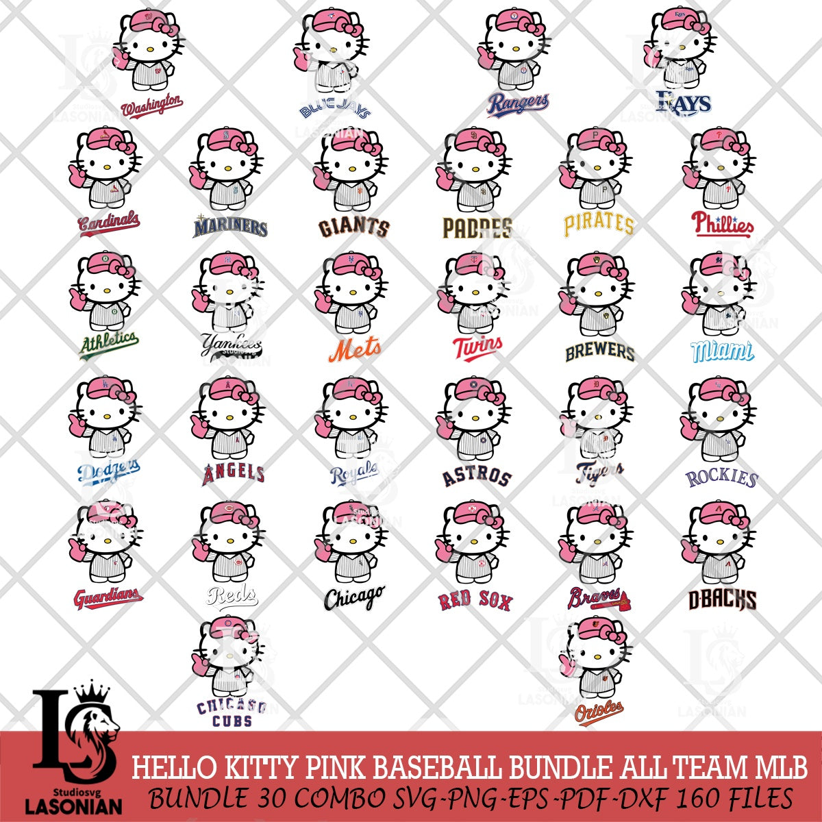 Hello Kittymlbb Hello Kitty Pink baseball #1 MLB SVG file,Hello Kitty MLB File cut , D ...