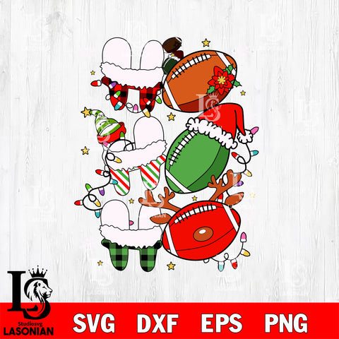 Ho Ho Ho Foot Ball, Sport christmas Svg Eps Dxf Png File, File Cut ,Digital Download ,Instant Download, Cricut File