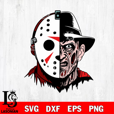 Horror Face Jason With Freddy SVG DXF EPS PNG FILE, Halloween File Cut, Digital Download,Instant Download, Silhouette,Horror Cricut