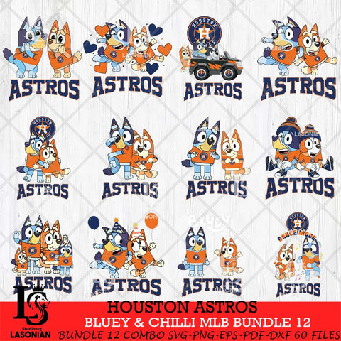 Houston Astros Bluey & Bingo MLB Bundle 12 SVG Eps Dxf Png File, Bundle MLB svg, Digital Download, Instant Download
