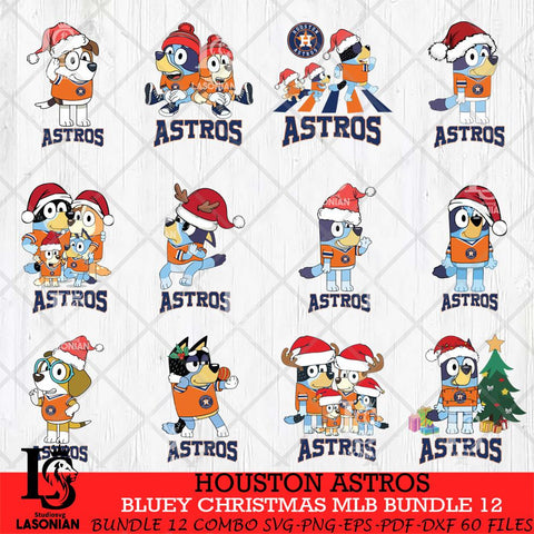 Houston Astros Bluey Christmas MLB Bundle 12 file Cricut , Bluey Cricut , Christmas Svg , Bluey svg , Digital Download, dxf eps png pdf file
