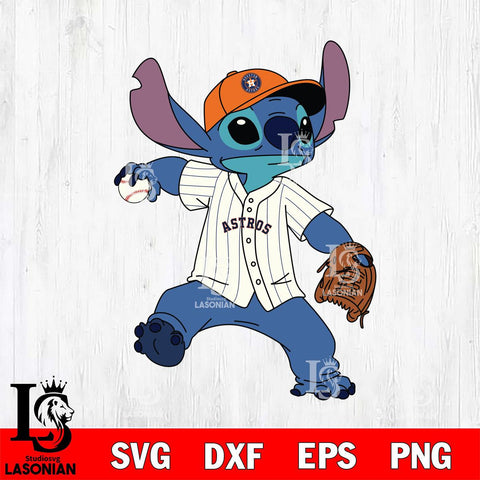 Houston Astros Stitch throwing a baseball SVG DXF EPS PNG FILE, MLB File Cut, Digital Download,Instant Download, Silhouette, Stitch Cricut