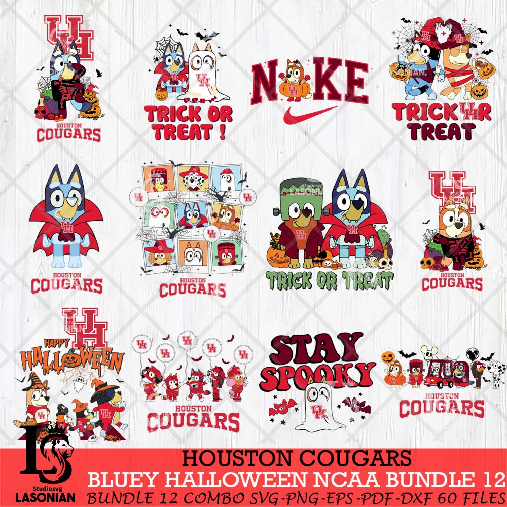 Houston Cougars Bluey Halloween NCAA 12 SVG cut file for Cricut and Silhouette