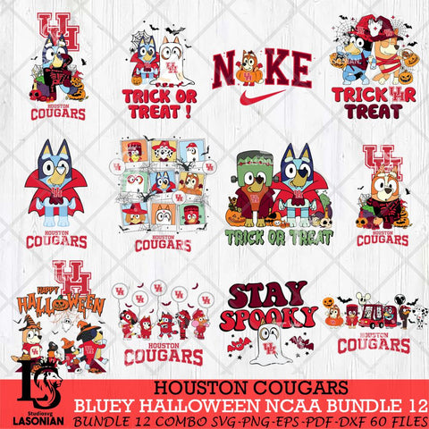 Houston Cougars Bluey Halloween NCAA 12 SVG cut file for Cricut and Silhouette