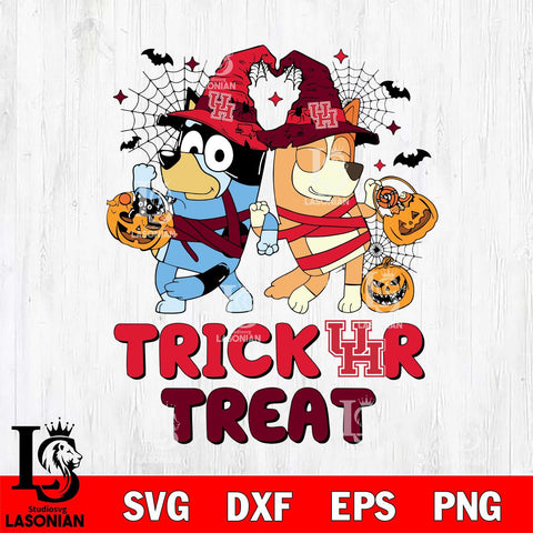 Houston Cougars Bluey Trick or Treat Halloween 2 Svg Eps Dxf Png File, Digital Download, Instant Download