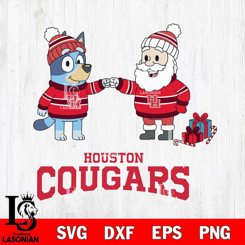 Houston Cougars Bluey With Satan Christmas File Cut, NCAA SVG DXF EPS PNG FILE, Digital Download,Instant Download, Silhouette