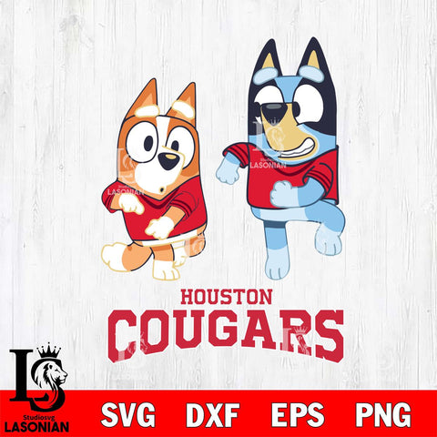 Houston Cougars Bluey With Chilli Dance SVG cut file decal and shirt design