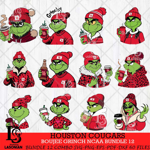 Houston Cougars Boujee Grinch NCAA Bundle 12 SVG Eps Dxf Png File, Digital Download, Instant Download
