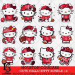 Houston Cougars Cute Hello Kitty Bundle 12 SVG Eps Dxf Png File, NCAA Bundle svg, Digital Download, Instant Download