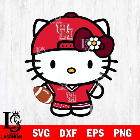 Houston Cougars Cute Hello Kitty Football 10 Svg Eps Dxf Png File, NCAA svg, Digital Download, Instant Download