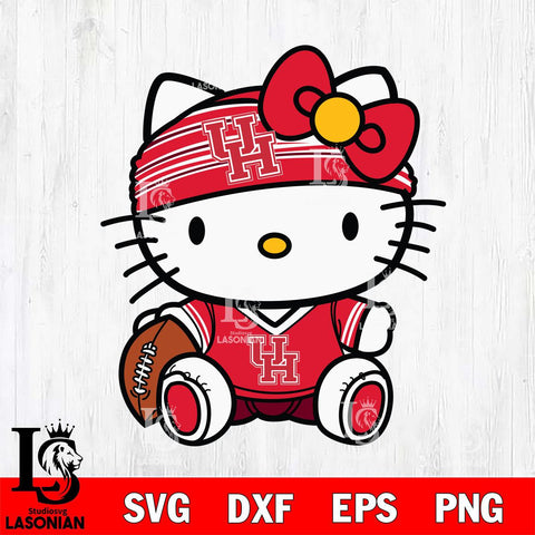Houston Cougars Cute Hello Kitty Football 12 Svg Eps Dxf Png File, NCAA svg, Digital Download, Instant Download
