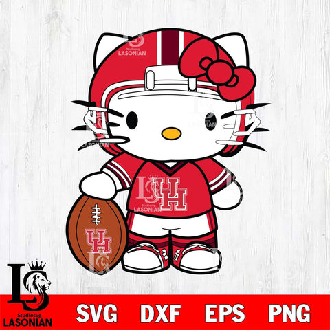 Houston Cougars Cute Hello Kitty Football 3 Svg Eps Dxf Png File, NCAA svg, Digital Download, Instant Download