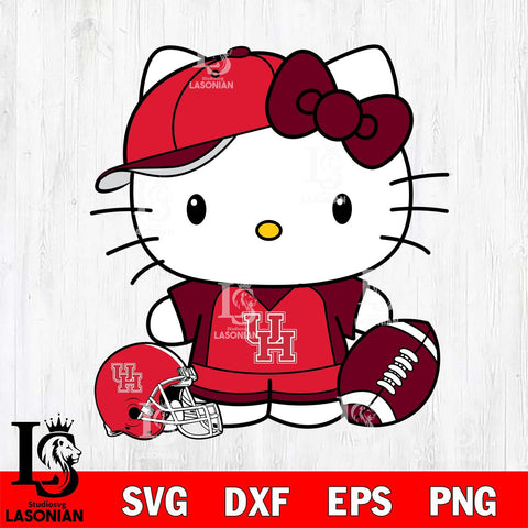 Houston Cougars Cute Hello Kitty Football 4 Svg Eps Dxf Png File, NCAA svg, Digital Download, Instant Download