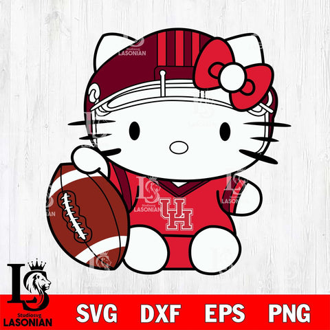 Houston Cougars Cute Hello Kitty Football 5 Svg Eps Dxf Png File, NCAA svg, Digital Download, Instant Download