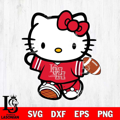 Houston Cougars Cute Hello Kitty Football 7 Svg Eps Dxf Png File, NCAA svg, Digital Download, Instant Download
