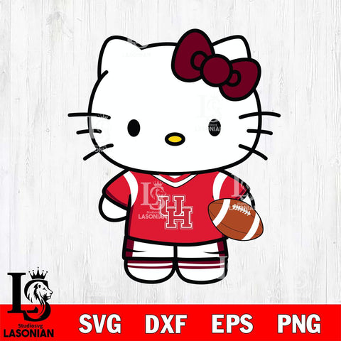 Houston Cougars Cute Hello Kitty Football 8 Svg Eps Dxf Png File, NCAA svg, Digital Download, Instant Download
