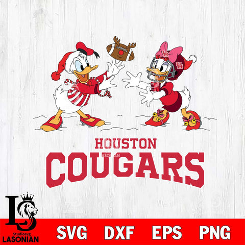 Houston Cougars Donald Duck & Daisy Duck Football Cricut,Christmas SVG DXF EPS PNG FILE, NCAA Digital Download,Instant Download, Silhouette