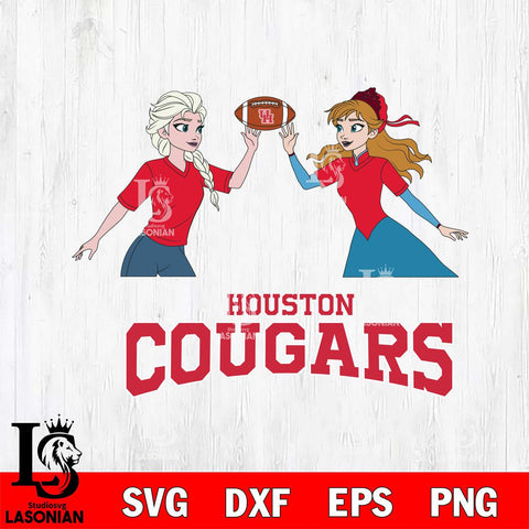 Houston Cougars Elsa & Anna Football Cricut,Christmas SVG DXF EPS PNG FILE, NCAA Digital Download,Instant Download, Silhouette