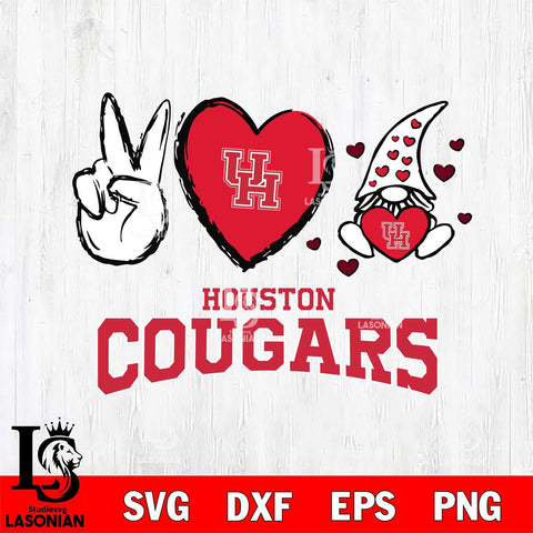Houston Cougars Gnomes Peace Love SVG cut file printable cut design