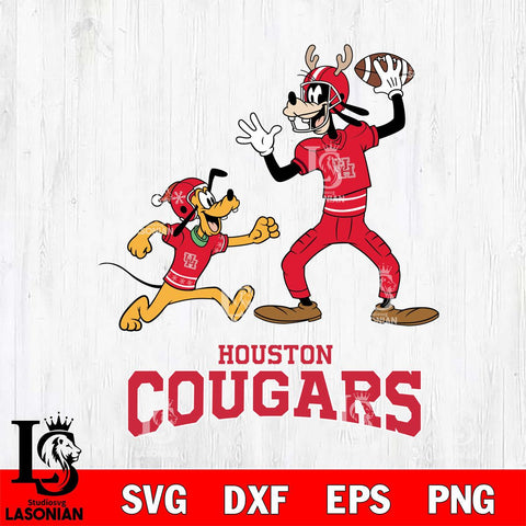 Houston Cougars Goofy & Pluto Football Cricut,Christmas SVG DXF EPS PNG FILE, NCAA Digital Download,Instant Download, Silhouette