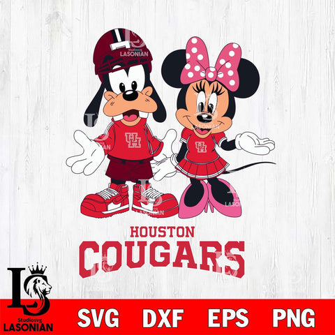 Houston Cougars Goofy and Minnie mouse Football SVG DXF EPS PNG FILE,NCAA svg ,Football Digital Download,Instant Download, Silhouette