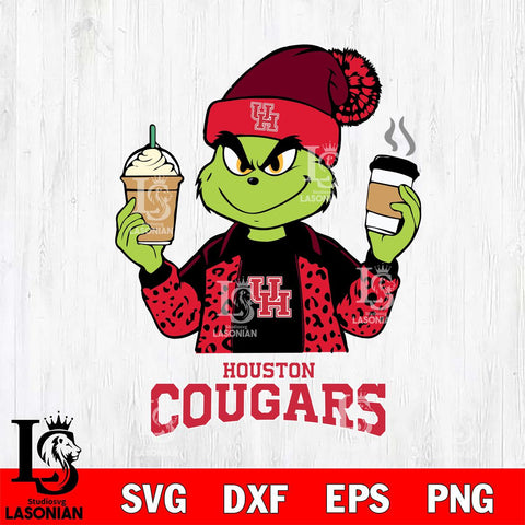 Houston Cougars Grinch 2 Coffee SVG cut file decal and shirt design