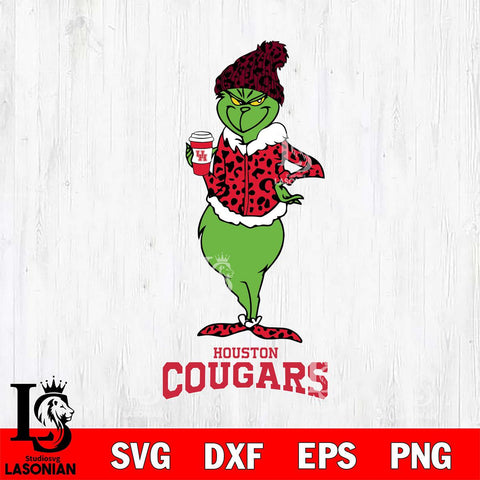 Houston Cougars Grinch Leopard Coffee SVG cut file laser cut template