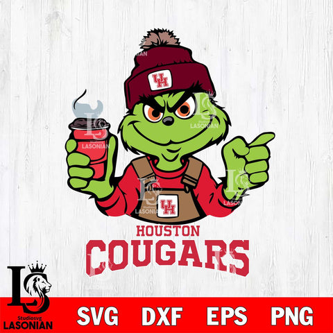 Houston Cougars Grinch With Coffee SVG cut file for Cricut and Silhouette