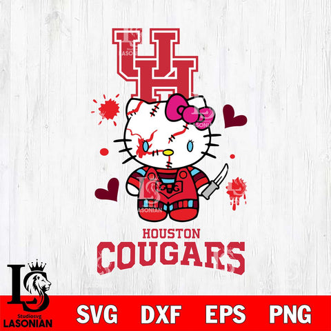Houston Cougars Hello Kitty Horror 2 SVG cut file layered vector cut design